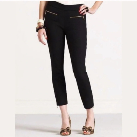 Kate Spade New York Size 10 Black Wool Blend Straight Leg Crop Pants NEW!